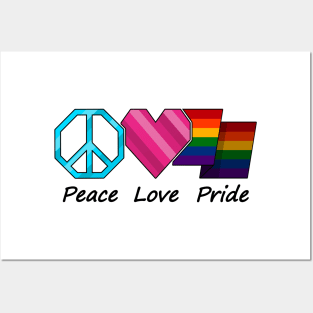 Peace, Love, and Pride design in LGBT Rainbow pride flag colors Posters and Art